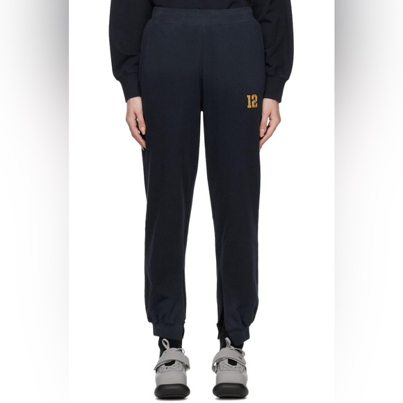 Anine Bing Pants - Anine Bing Sport Navy Sweatpants with Gold Embroidery